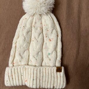 Cream Knit Beanie with Pom-Pom